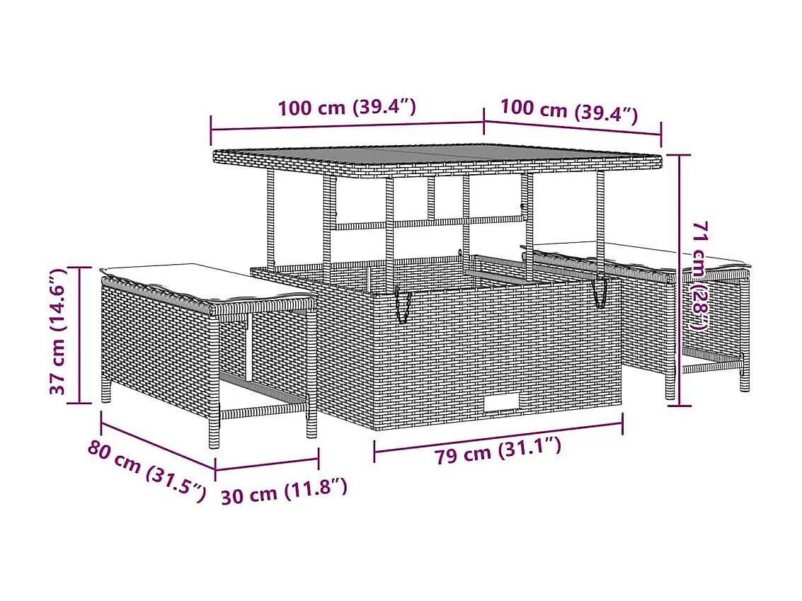 Conjunto de sofá de jardín 11 pcs Gris ratán sintético