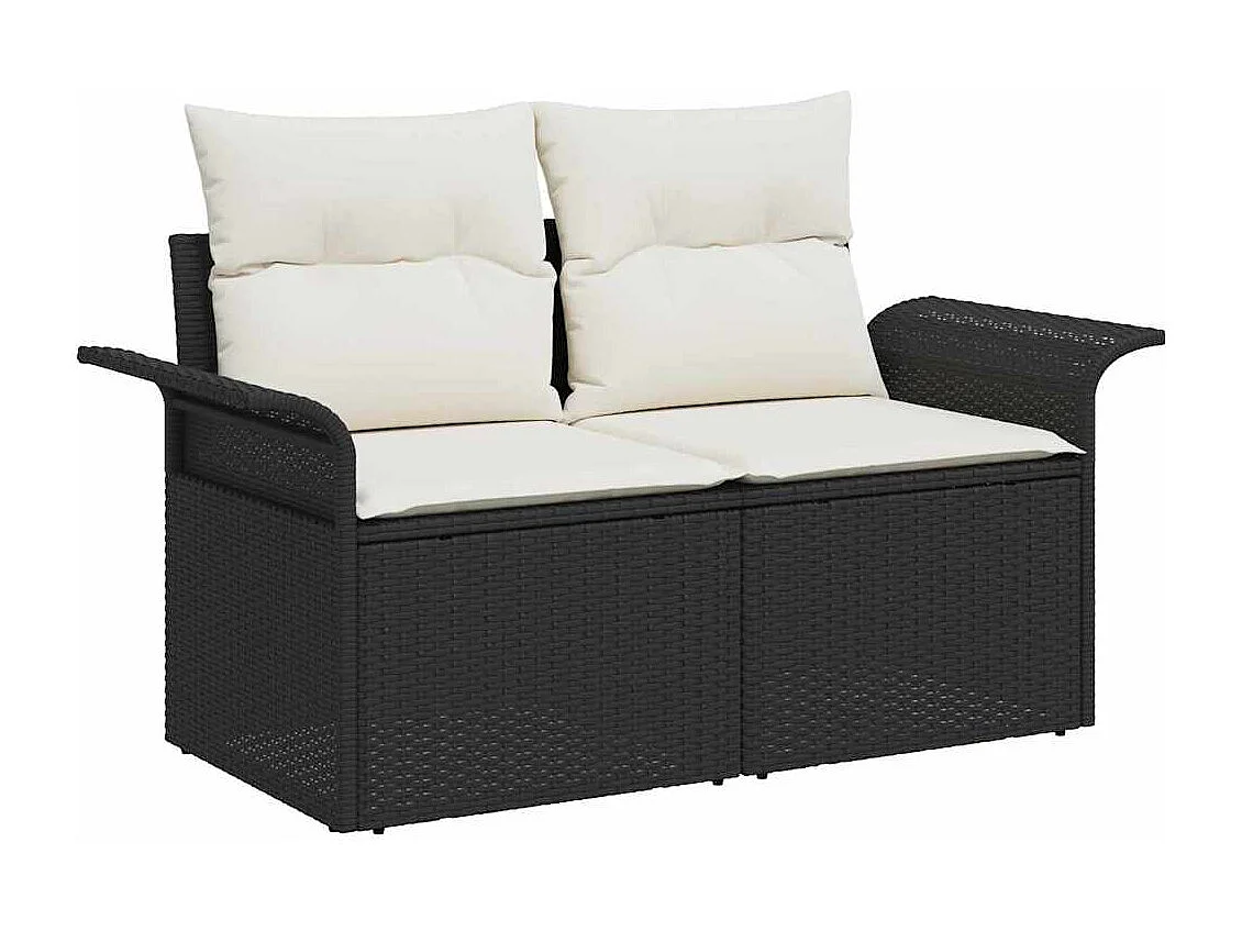 Tuin Sofa Set met kussen met opslag 13 pcs Zwart en Crème