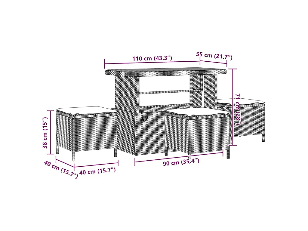 Tuin Sofa Set met kussen met opslag 13 pcs Zwart en Crème