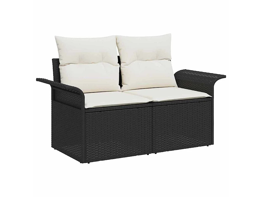 Tuin Sofa Set met kussen met opslag 13 pcs Zwart en Crème