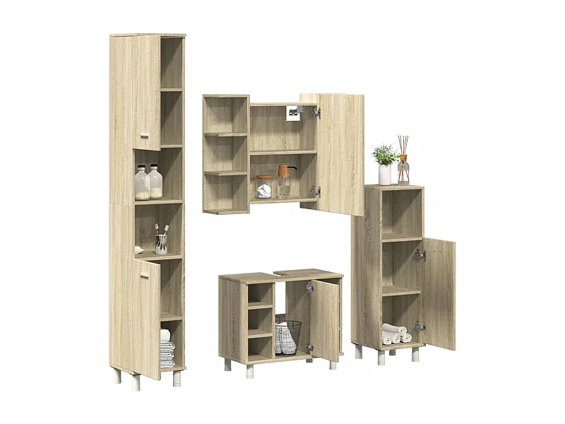 Ensemble de meubles de salle de bain 4 pcs chêne sonoma
