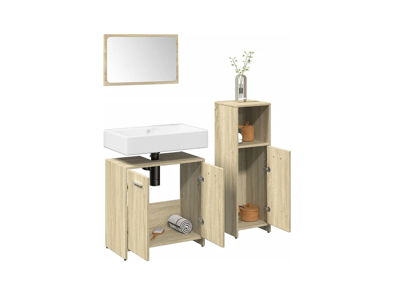 Ensemble de meubles de salle de bain 3 pcs chêne sonoma