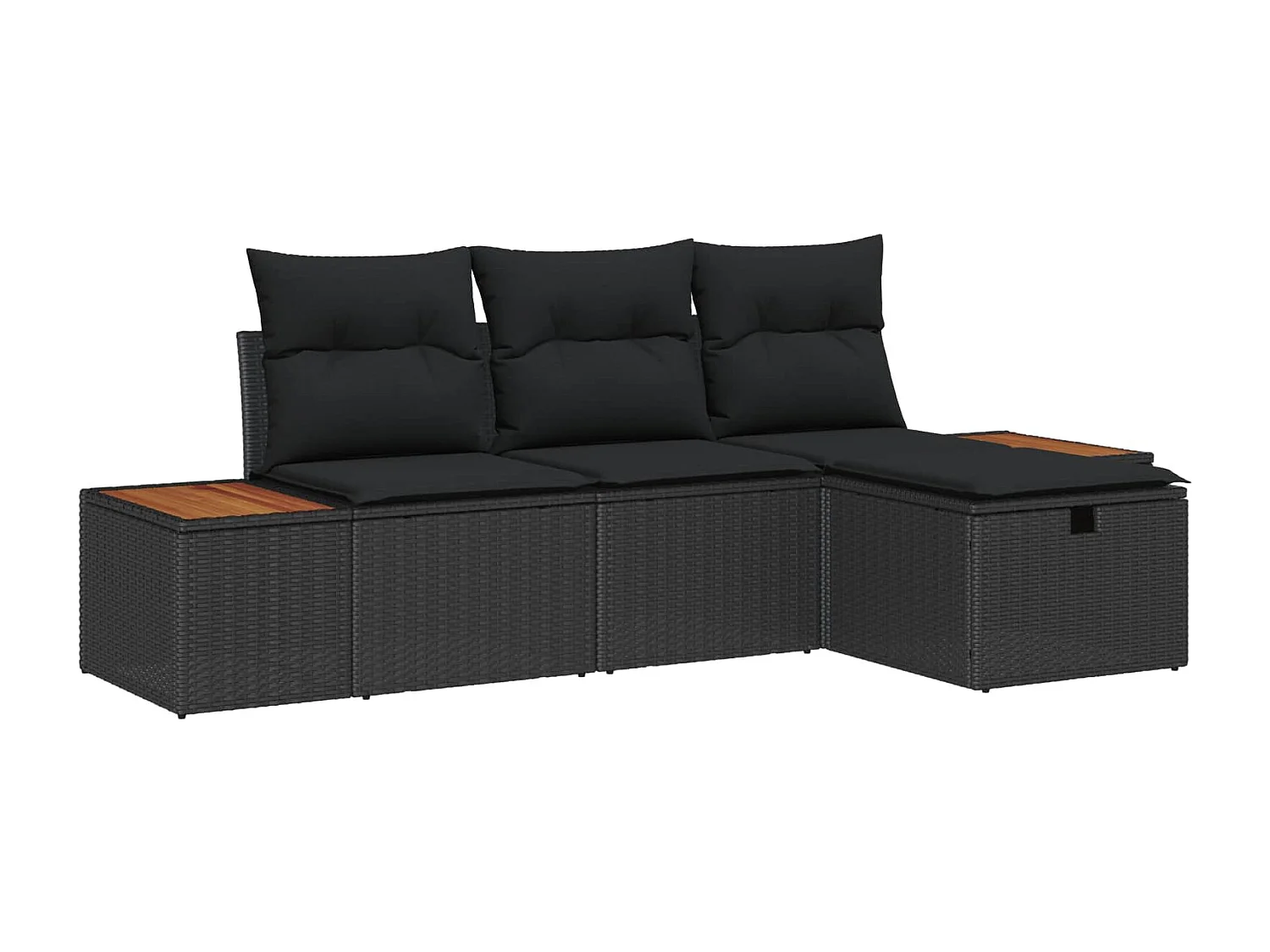 Conjunto de sofá de jardín 4 pcs Negro ratán sintético