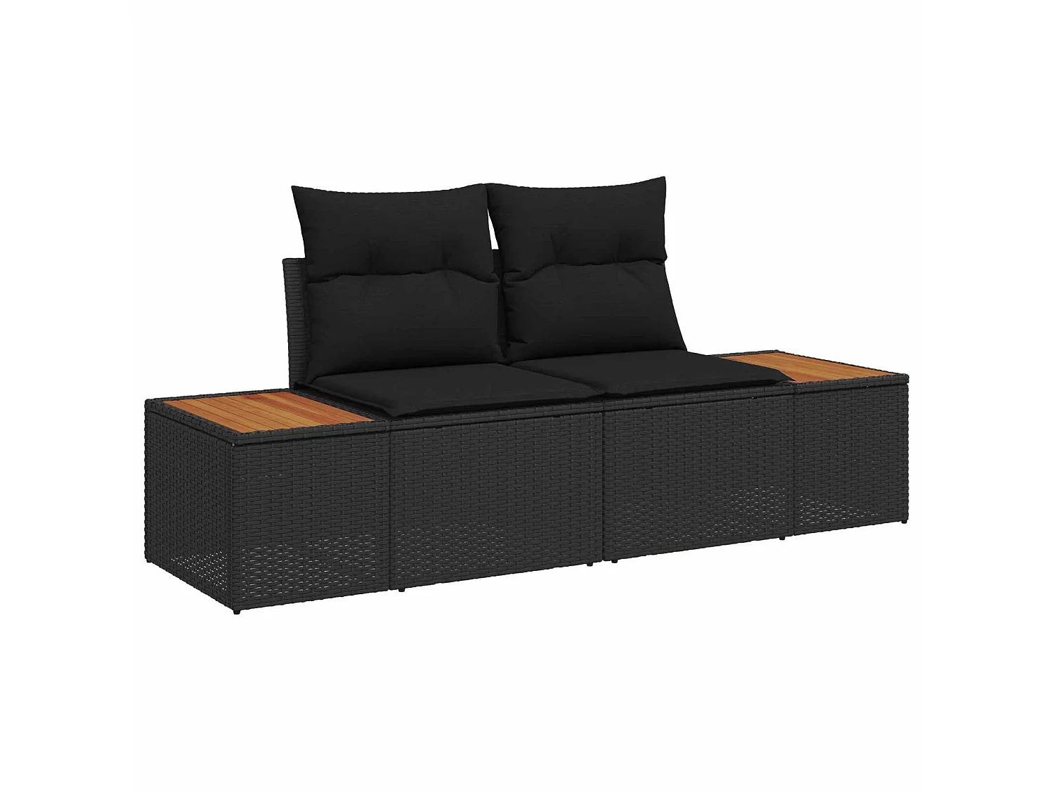 Set Divano da Giardino con cuscino 4 pcs Nero polyrattan