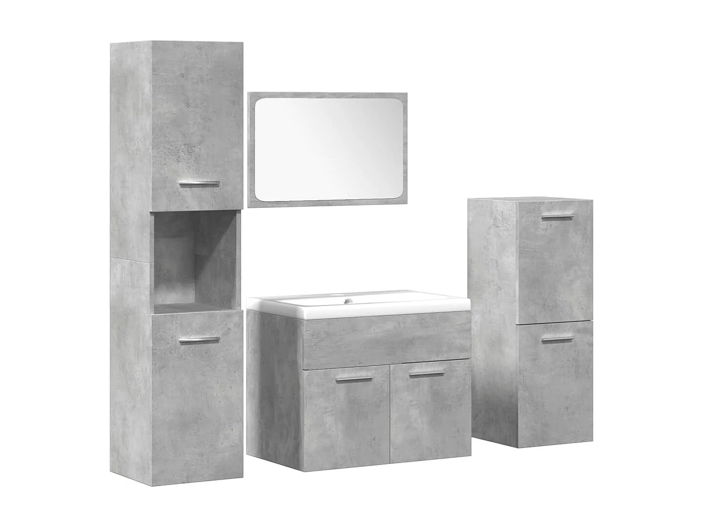 5-delige Badkamermeubelset bewerkt hout betongrijs