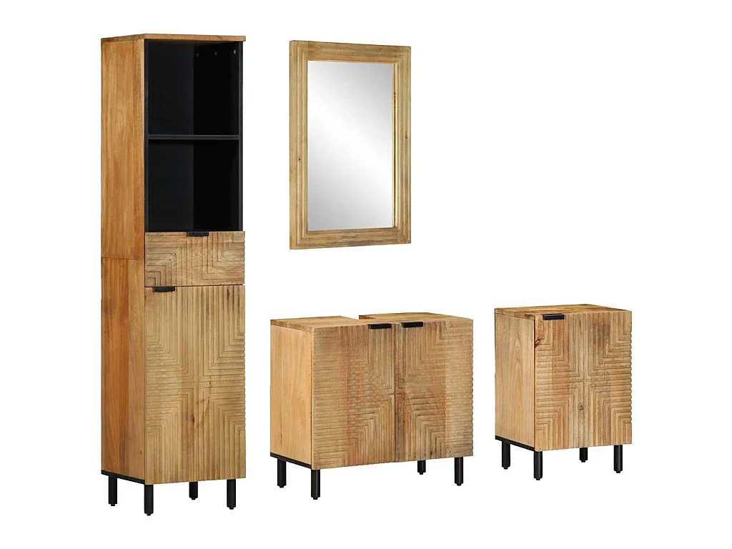 Ensemble de meubles de salle de bain 4 pcs marron