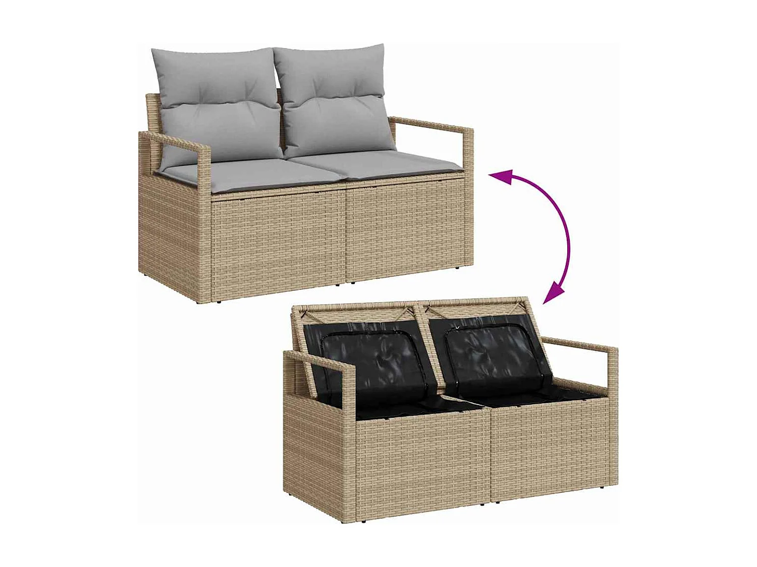 Ensemble de canapé de jardin avec coussin 7 pcs Beige et gris