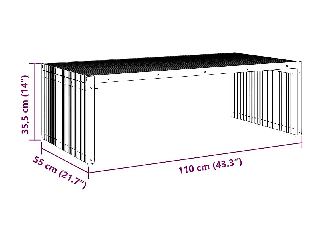 Table d'appoint de jardin Marron 110 x 55 x 35.5 cm