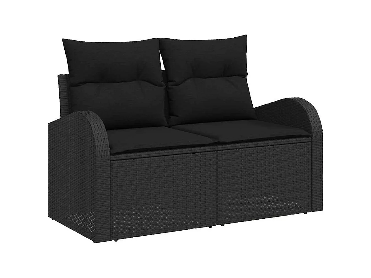 Garten-Sofa-Set mit Kissen 9 pcs Schwarz