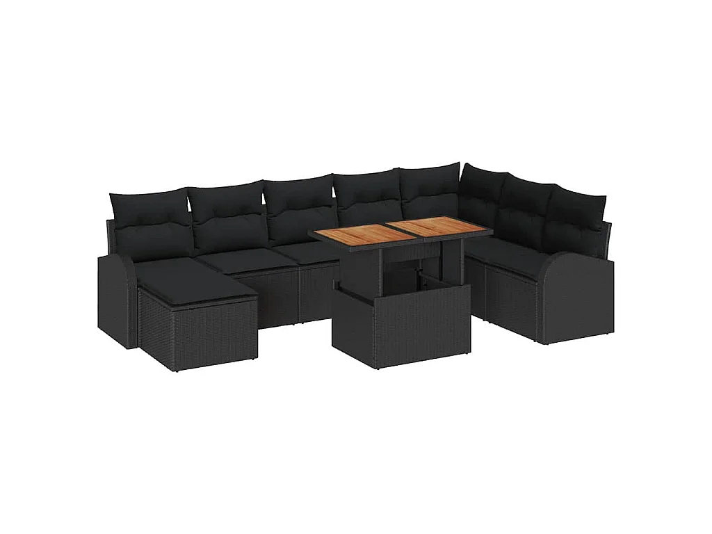 Ensemble de canapé de jardin 9 pc Noir