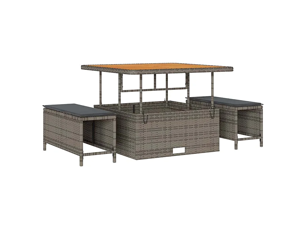 Tuin Sofa Set met kussen 9 pcs Grijs Poly riet