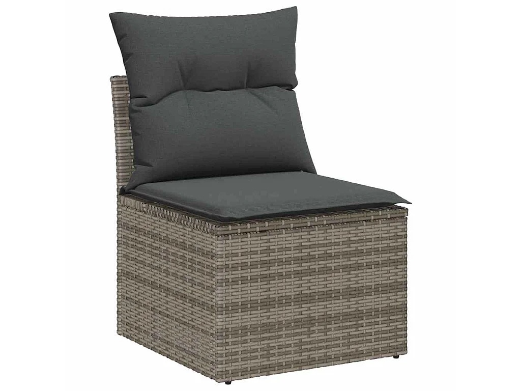 Tuin Sofa Set met kussen 9 pcs Grijs Poly riet