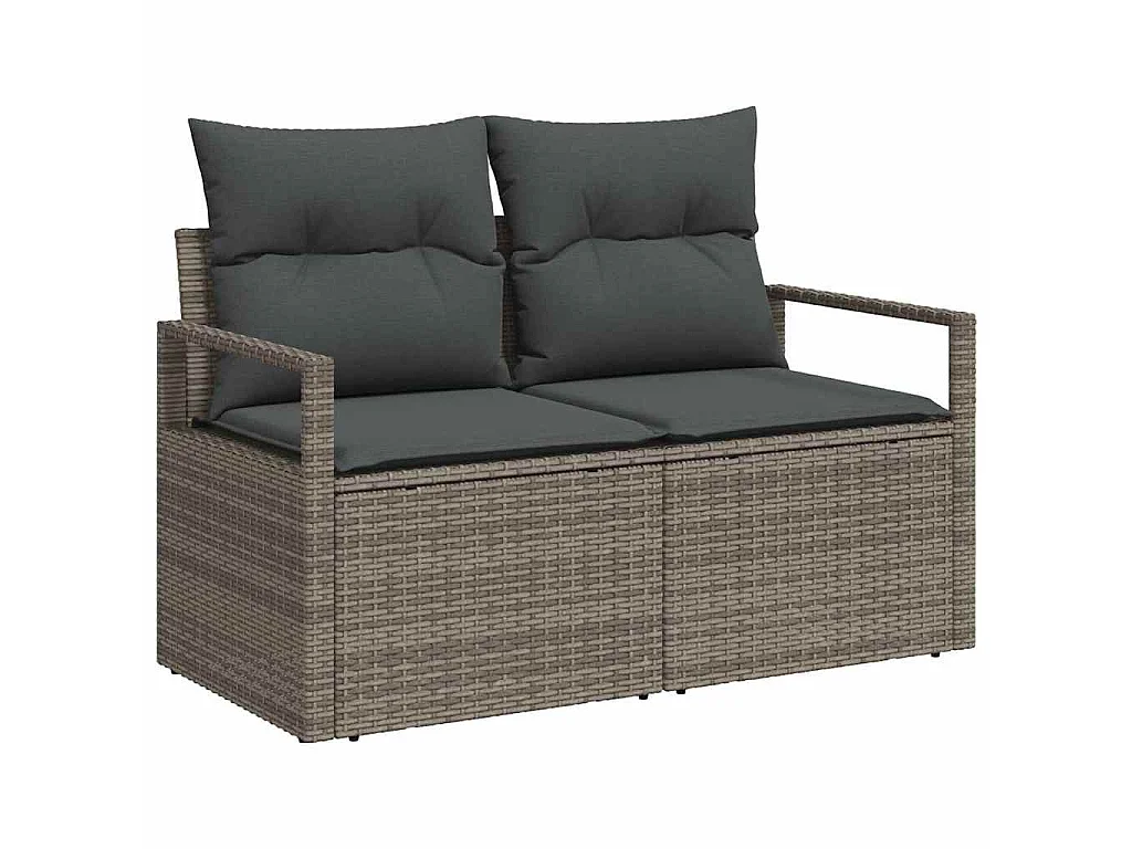 Tuin Sofa Set met kussen 9 pcs Grijs Poly riet