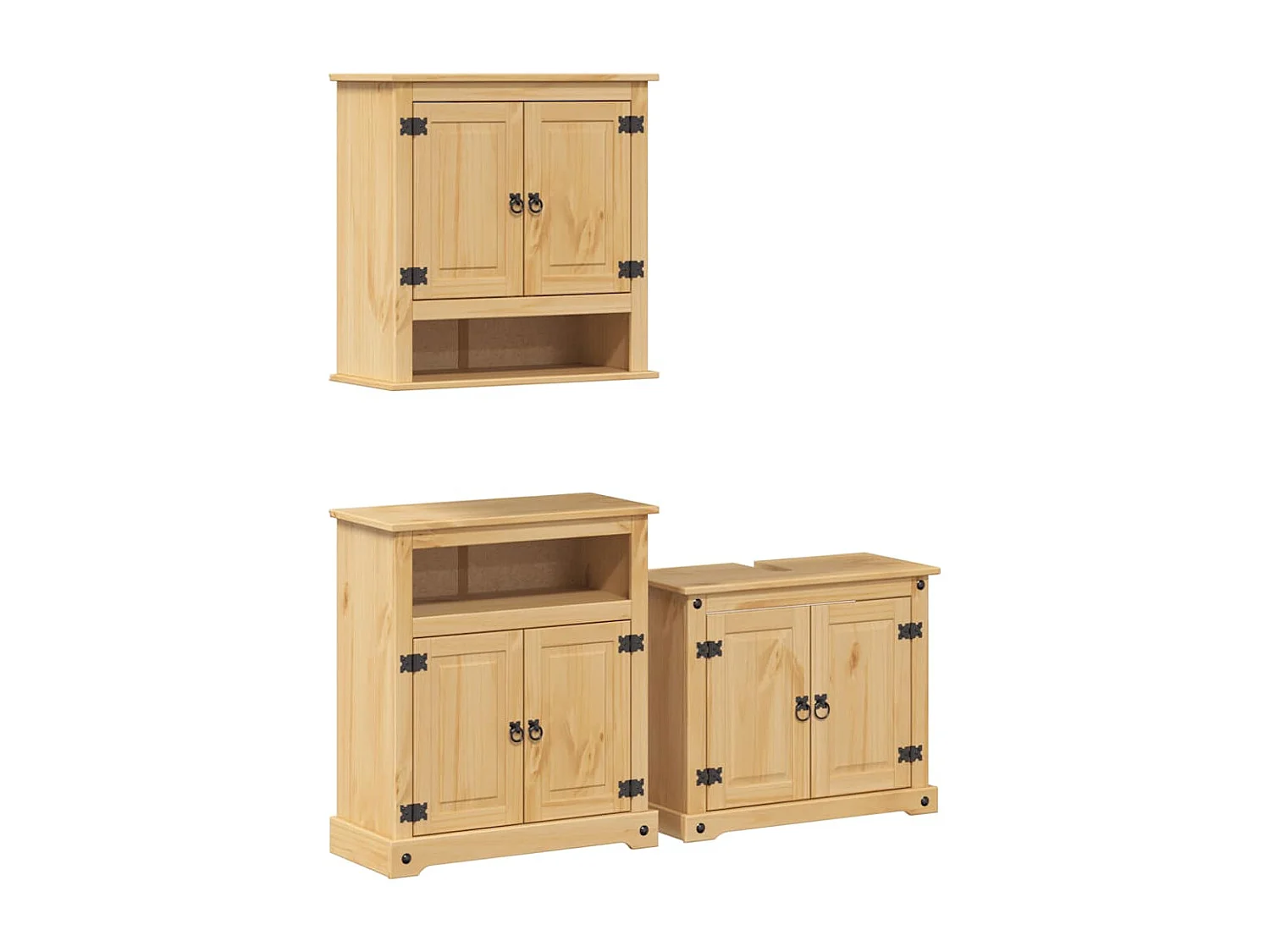 Ensemble de meubles salle de bain 3 pcs Corona bois pin massif