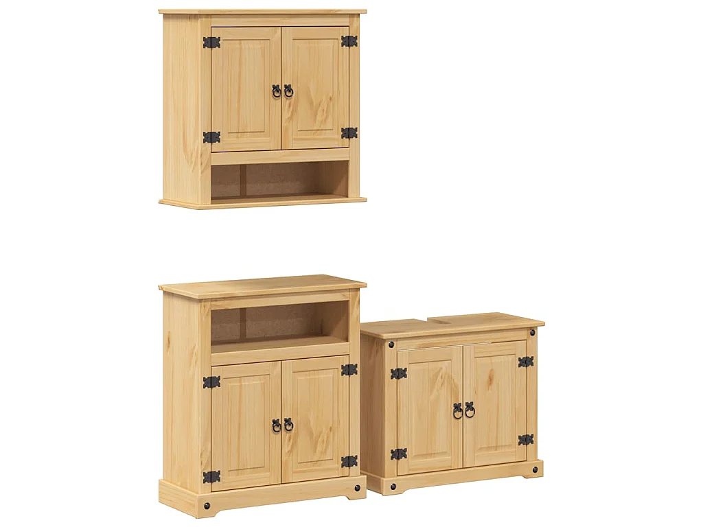 Ensemble de meubles salle de bain 3 pcs Corona bois pin massif