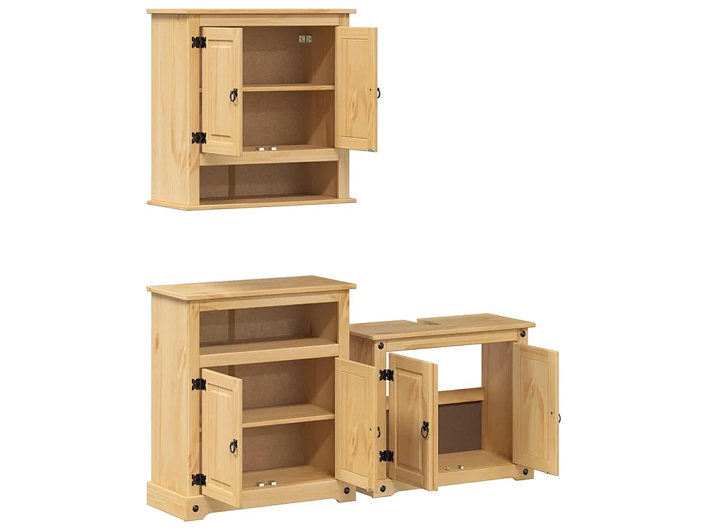 Ensemble de meubles salle de bain 3 pcs Corona bois pin massif
