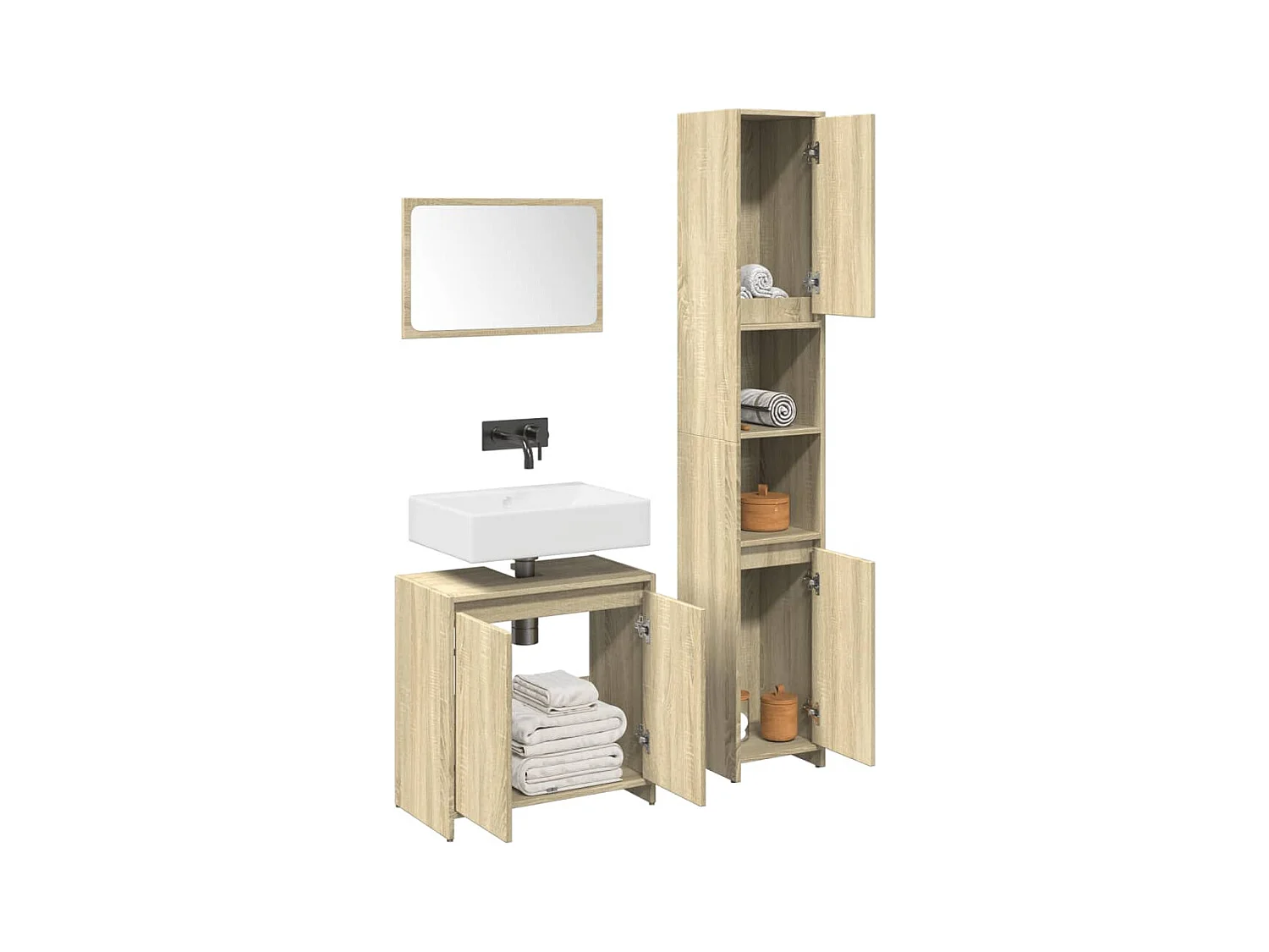 Ensemble de meubles de salle de bain 3 pcs chêne sonoma