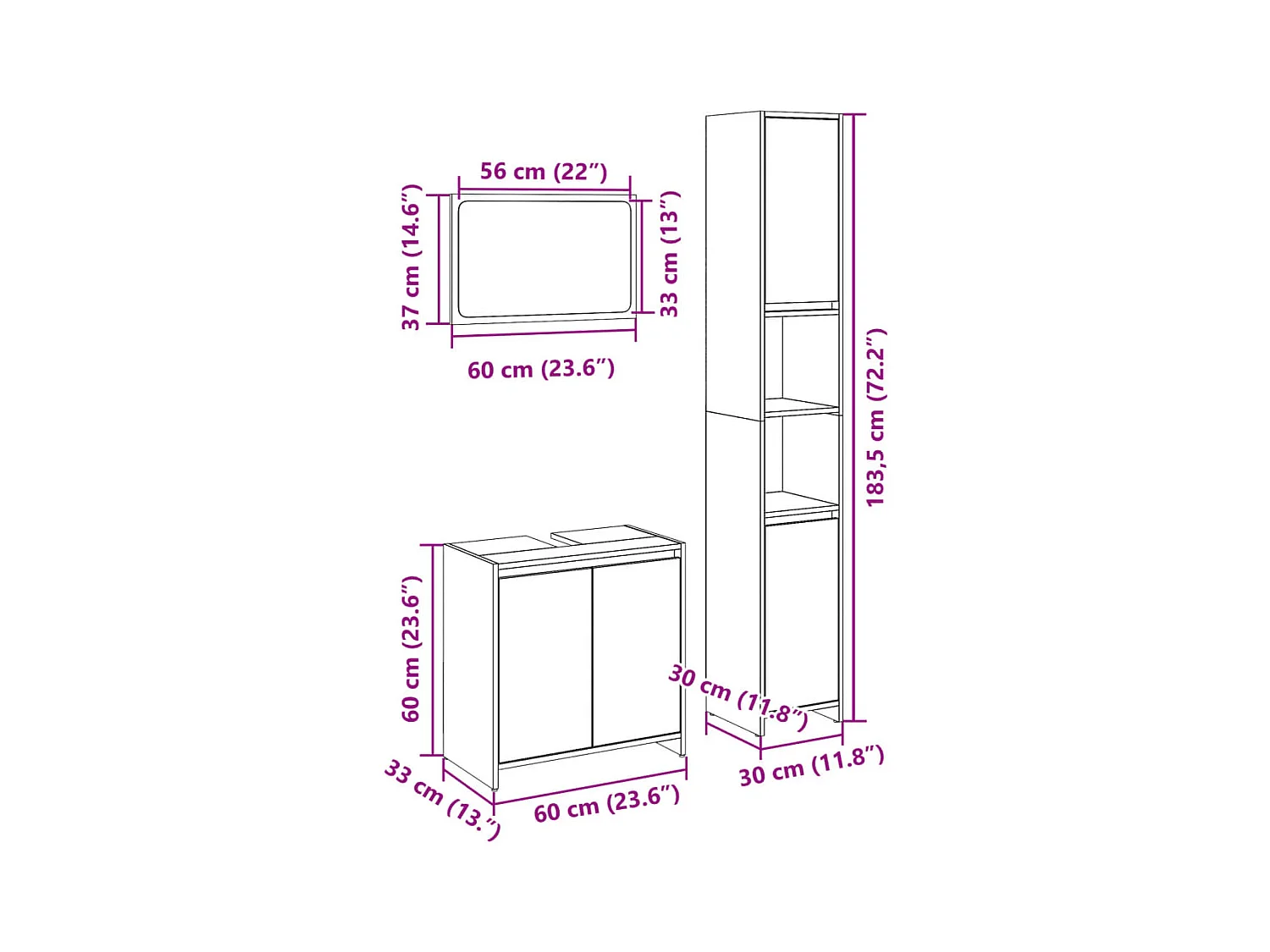 Ensemble de meubles de salle de bain 3 pcs chêne sonoma