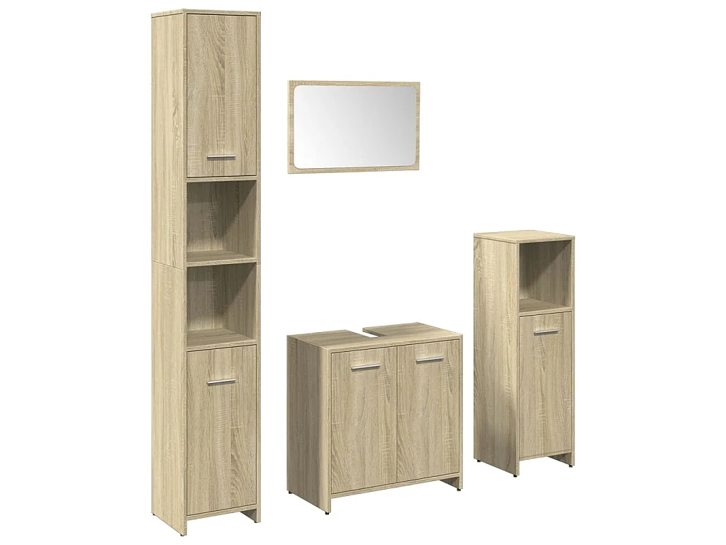 Ensemble de meubles de salle de bain 4 pcs chêne sonoma
