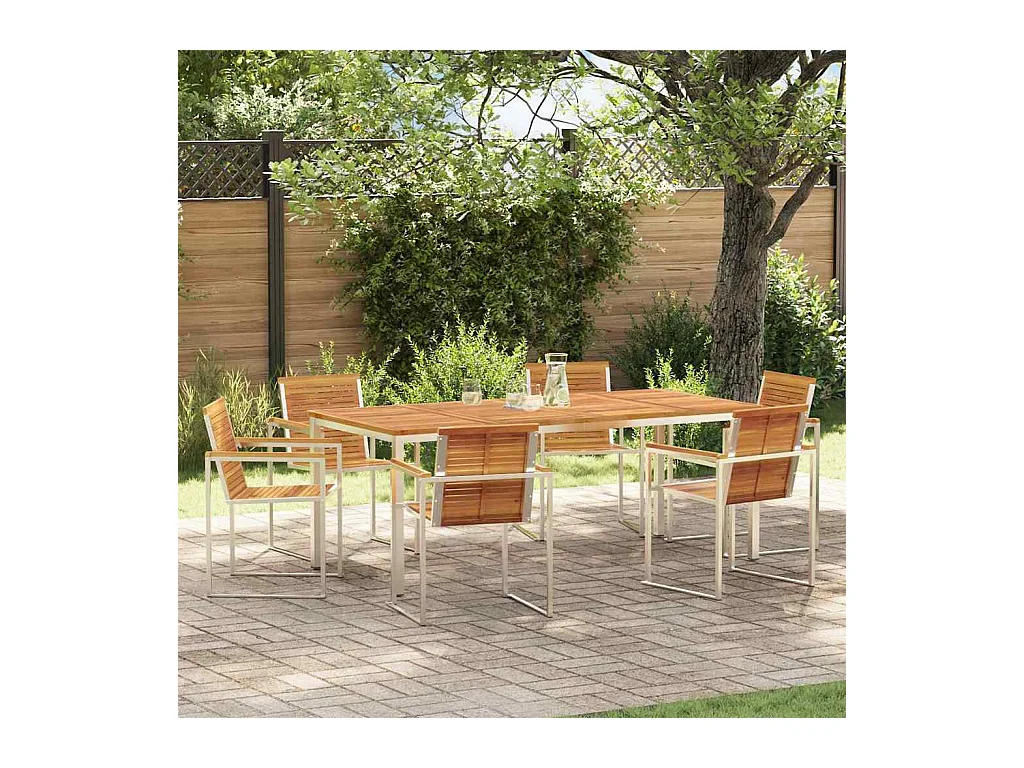 EnsembledeRepasdeJardin 7 pcs AcaciaMassif
