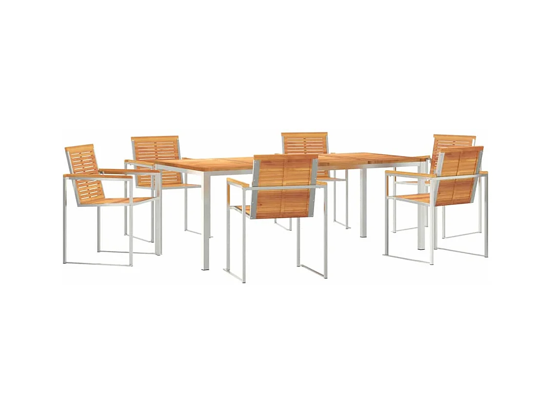 EnsembledeRepasdeJardin 7 pcs AcaciaMassif