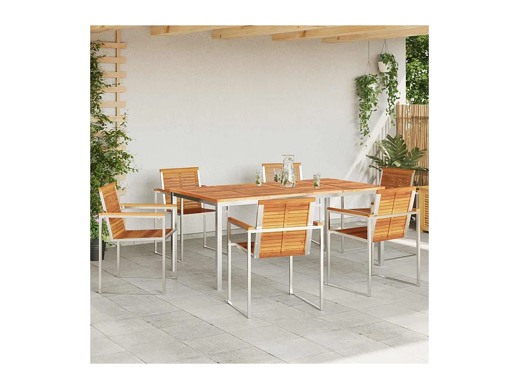 EnsembledeRepasdeJardin 7 pcs AcaciaMassif