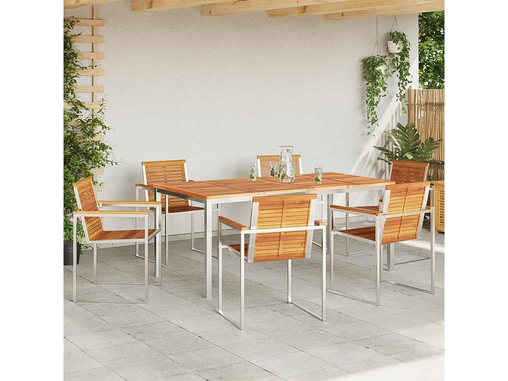 EnsembledeRepasdeJardin 7 pcs AcaciaMassif