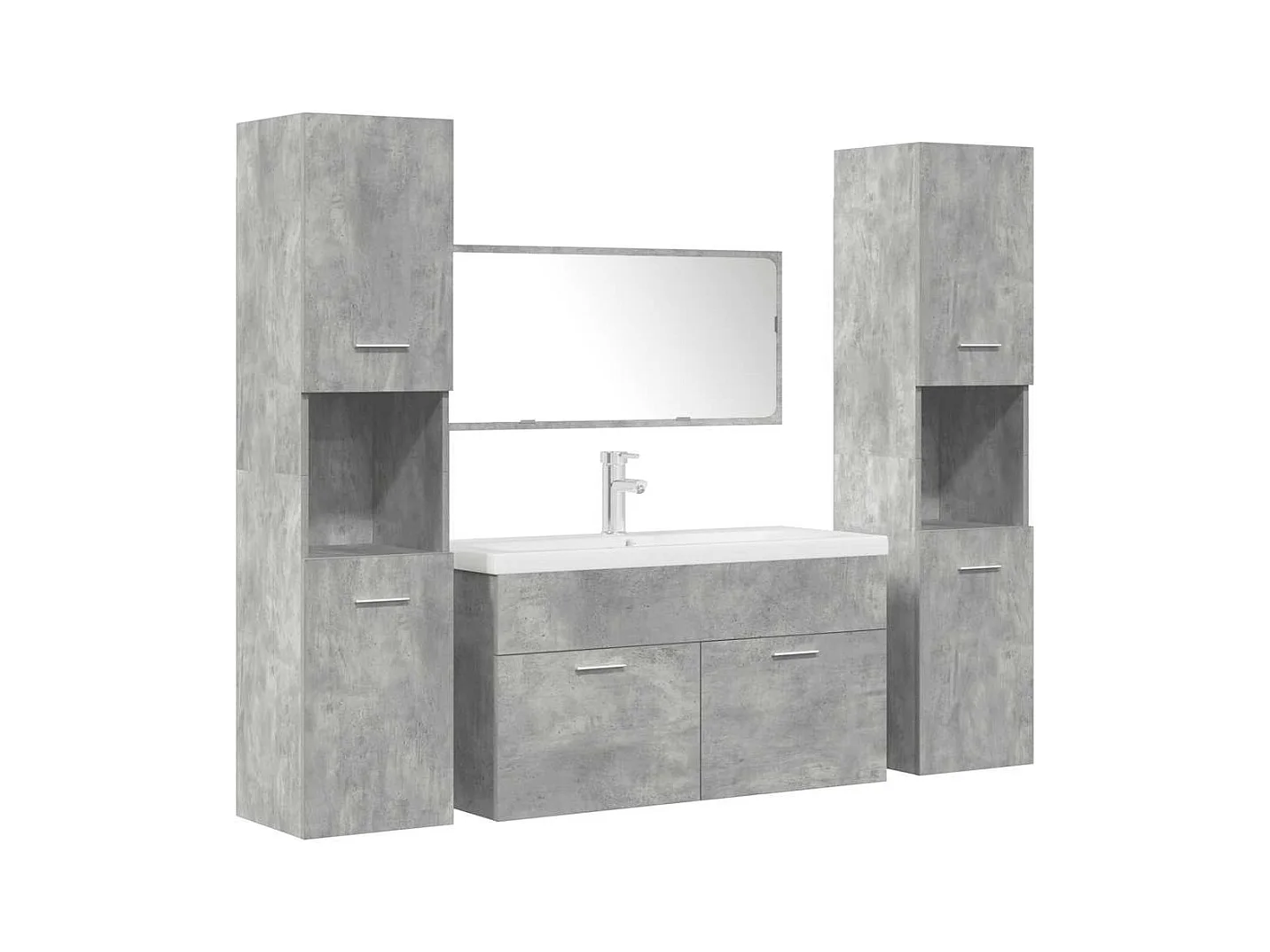5-delige Badkamermeubelset bewerkt hout betongrijs