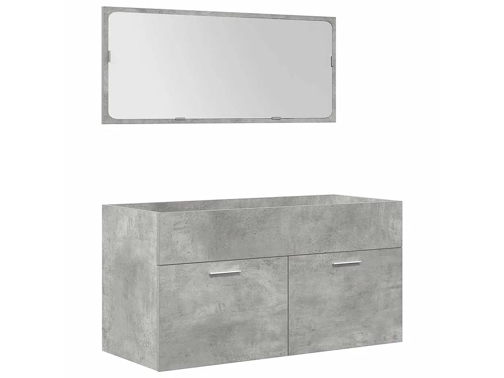 Set Mobili da Bagno 5 pz Grigio Cemento in Legno Multistrato
