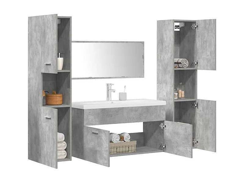 Ensemble de meubles de salle de bain 5 pcs gris béton