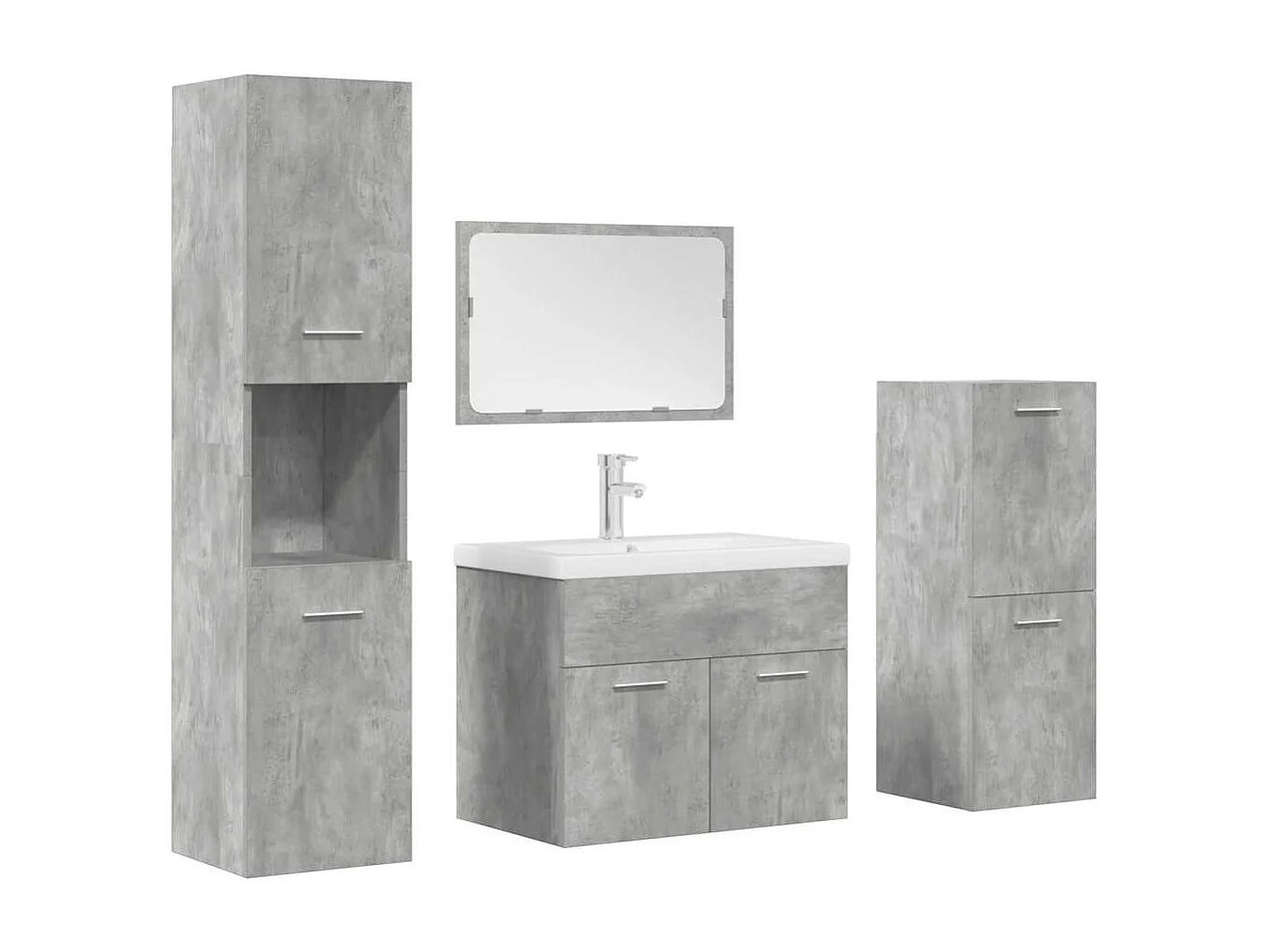 5-delige Badkamermeubelset bewerkt hout betongrijs