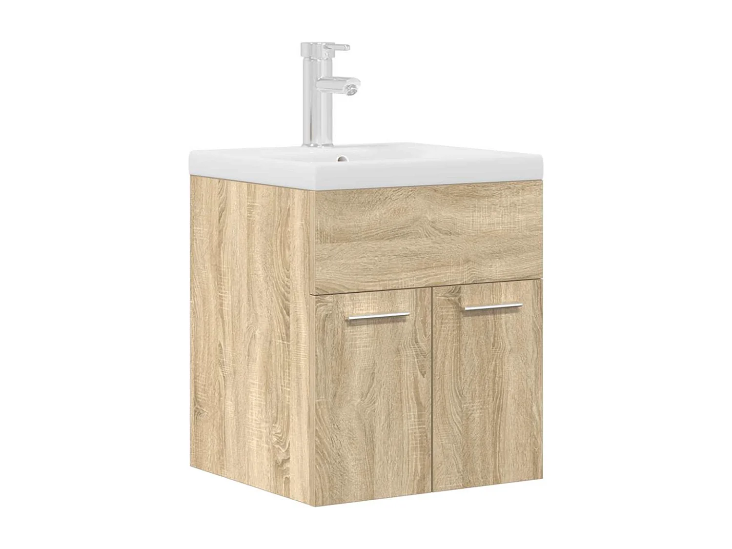 Wastafelmeubel met inbouwwastafel en kraan Sonoma eikenhout