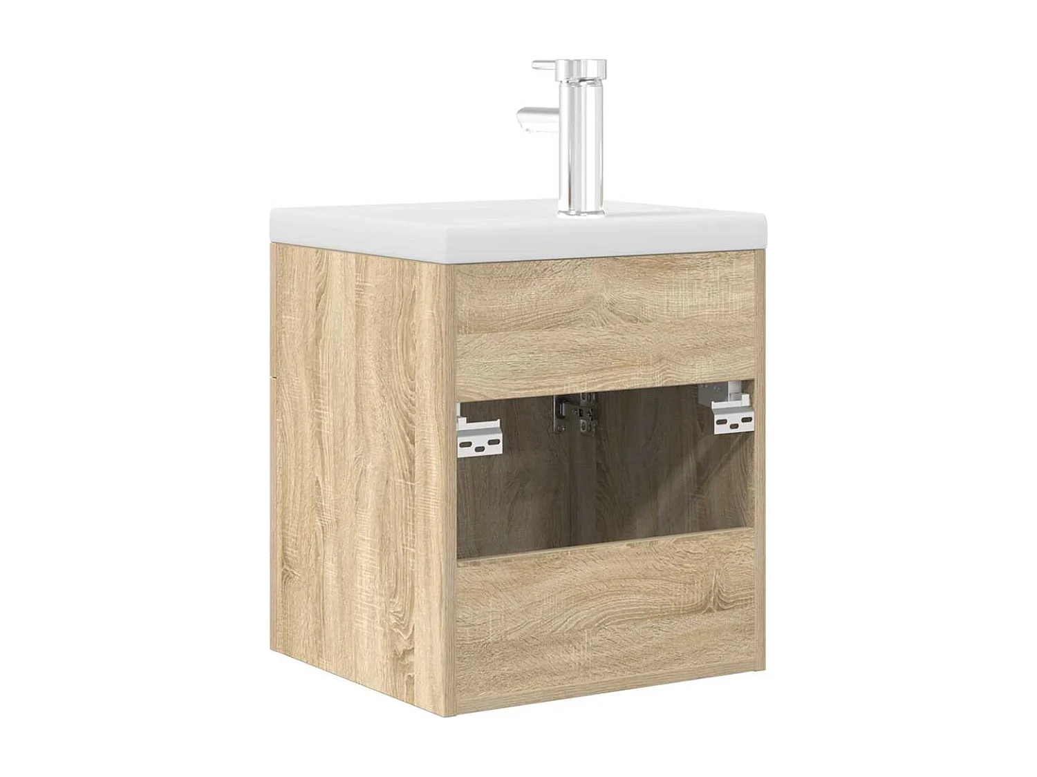 Wastafelmeubel met inbouwwastafel en kraan Sonoma eikenhout