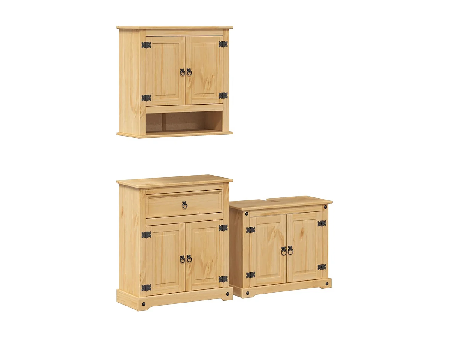 Ensemble de meubles salle de bain 3 pcs Corona bois pin massif