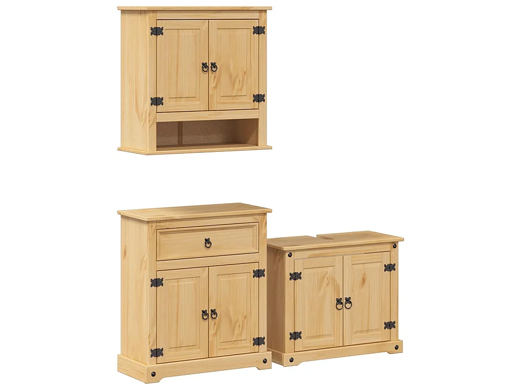 Ensemble de meubles salle de bain 3 pcs Corona bois pin massif