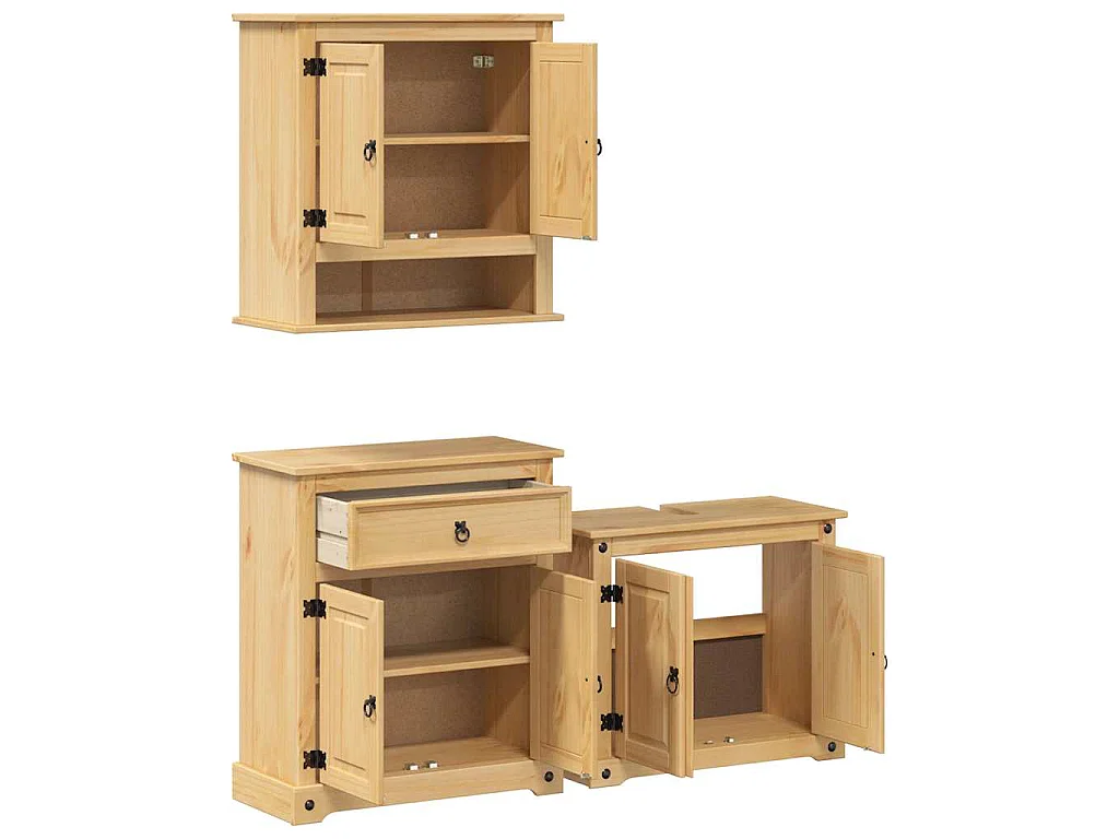 Ensemble de meubles salle de bain 3 pcs Corona bois pin massif