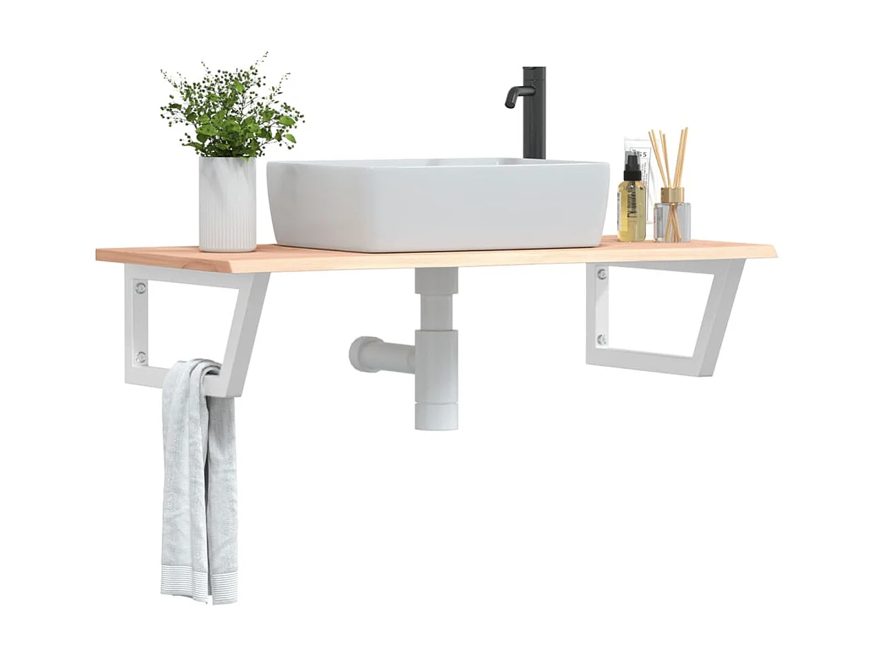 Badkamer wandschap staal en massief eikenhout