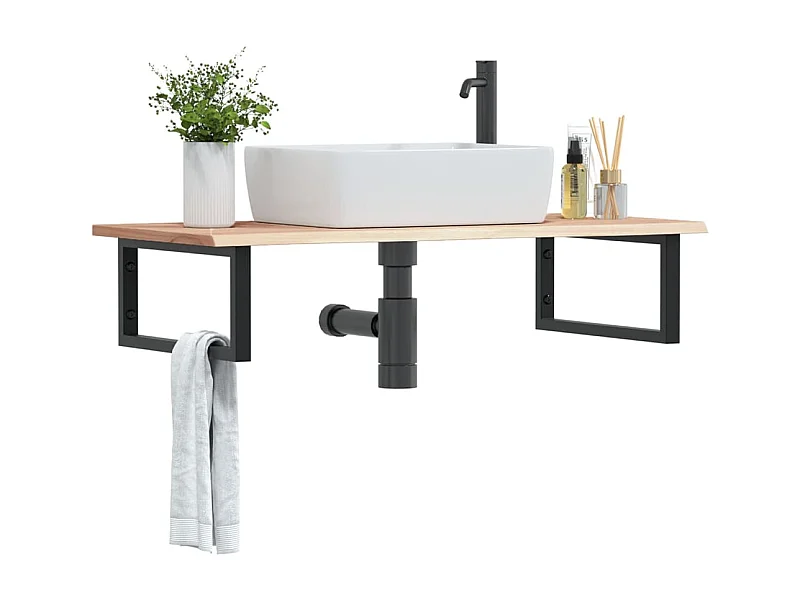 Badkamer wandschap staal en massief eikenhout