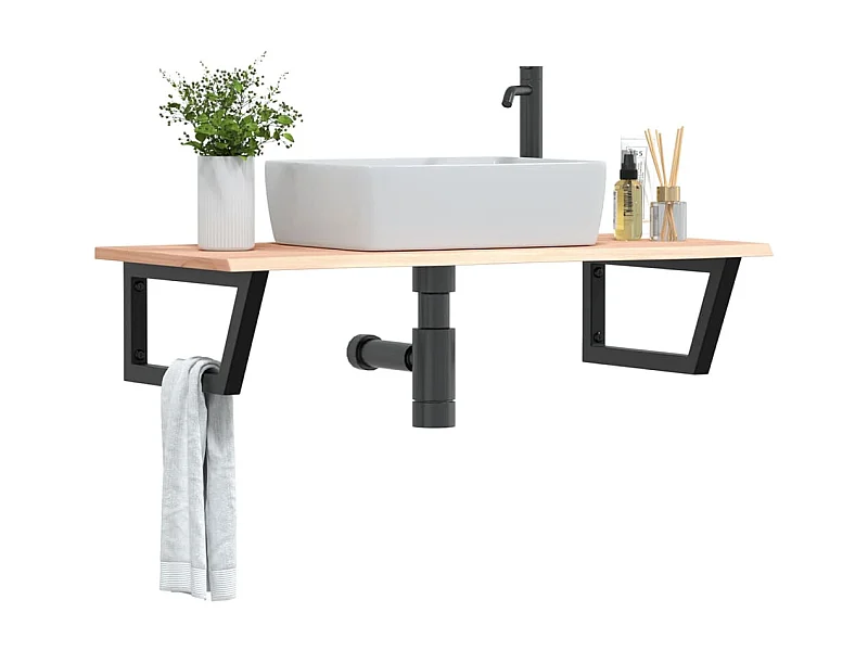 Badkamer wandschap staal en massief eikenhout