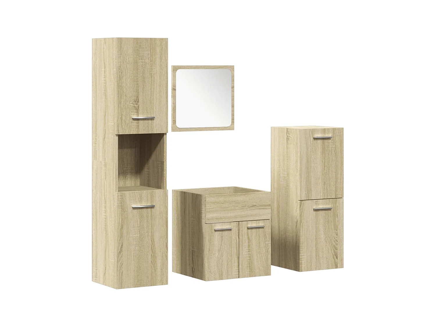 Ensemble de meubles de salle de bain 4 pcs chêne sonoma