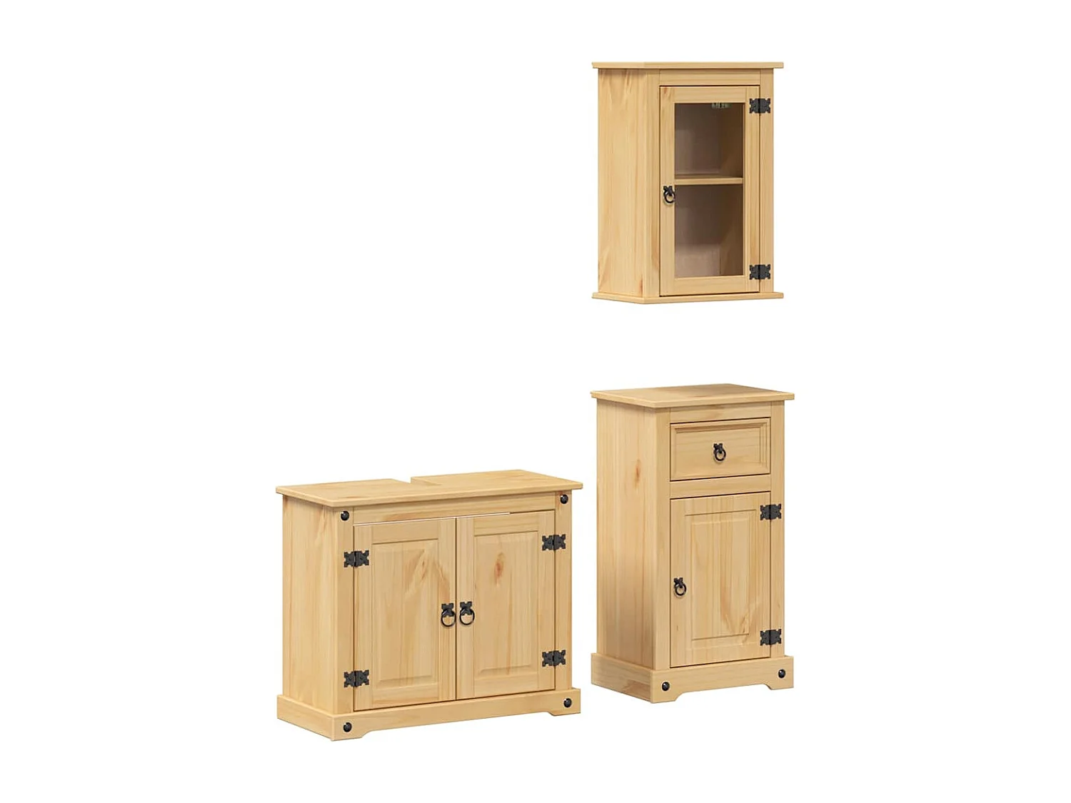 Ensemble de meubles salle de bain 3 pcs Corona bois pin massif