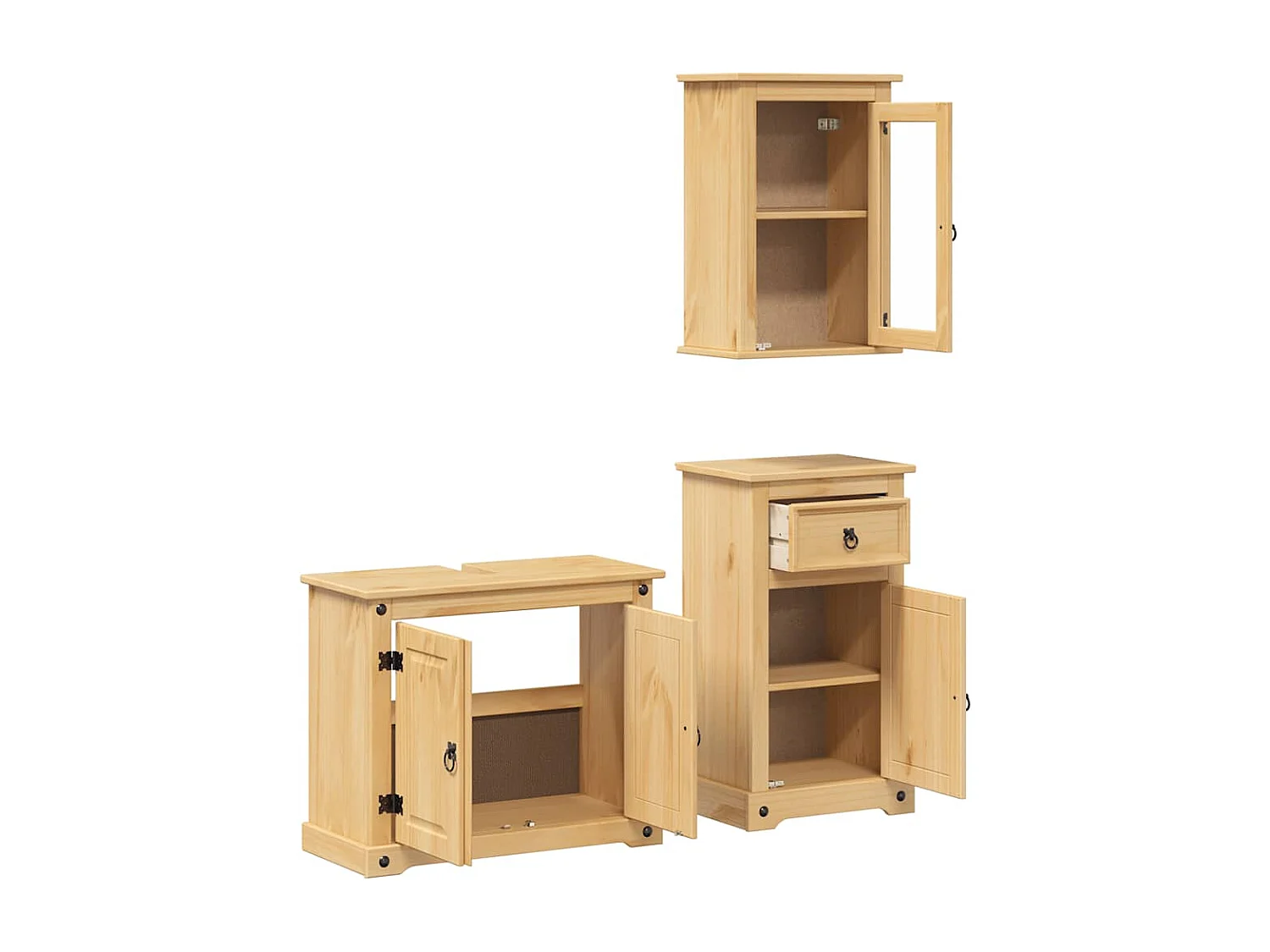 Ensemble de meubles salle de bain 3 pcs Corona bois pin massif