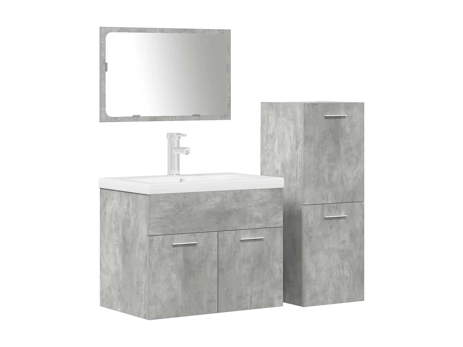 4-delige Badkamermeubelset bewerkt hout betongrijs