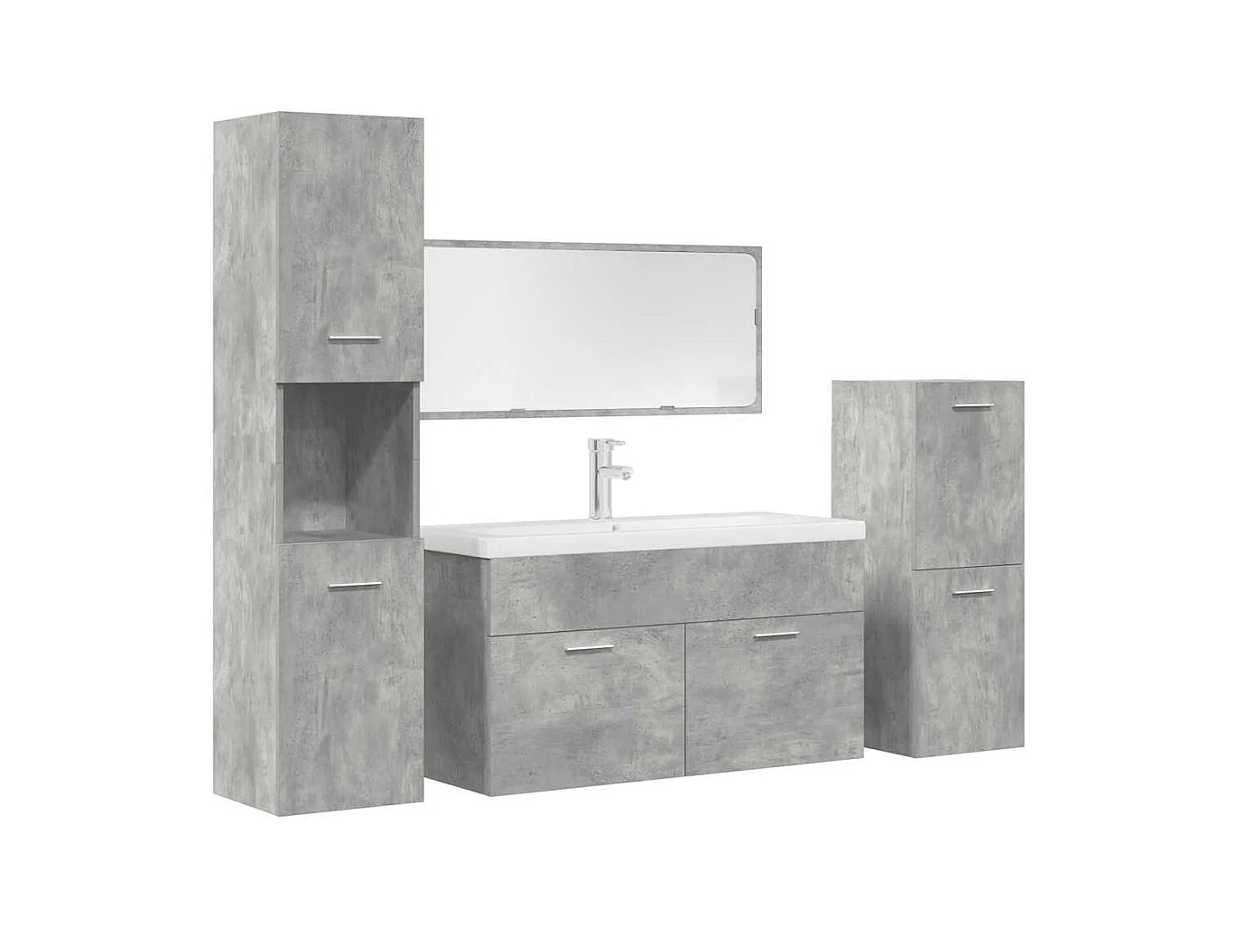 5-tlg. Badmöbel-Set Betongrau Holzwerkstoff