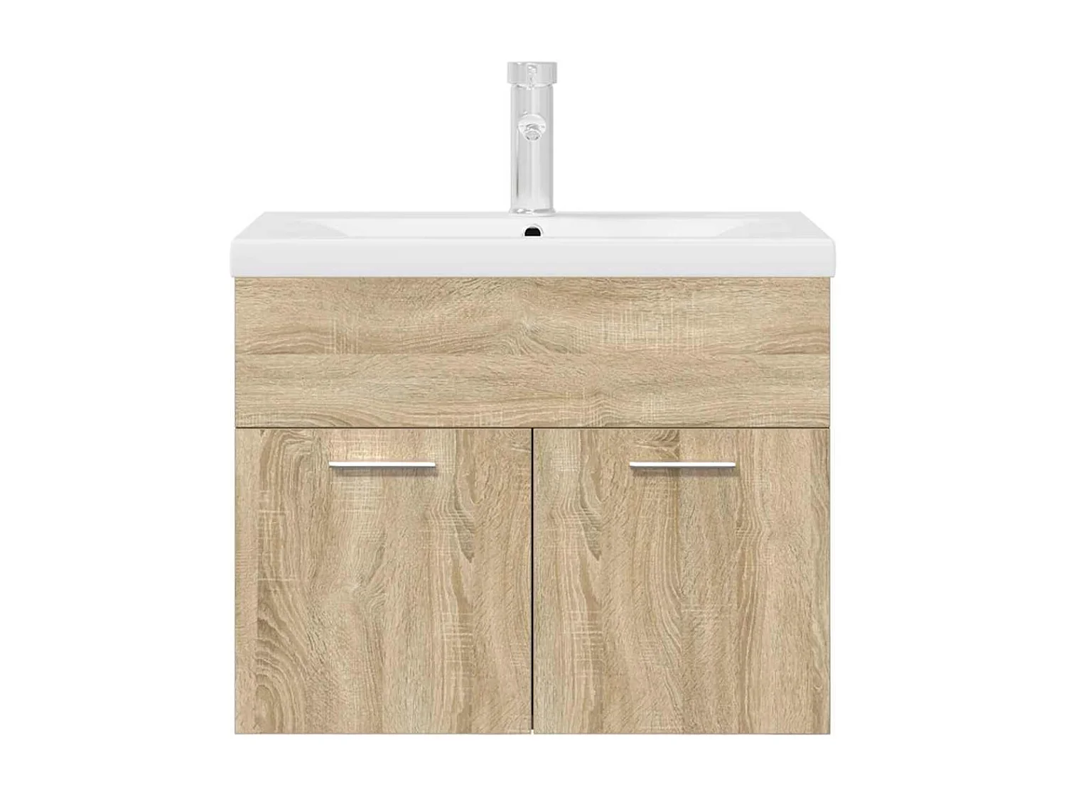 Wastafelmeubel met inbouwwastafel en kraan Sonoma eikenhout