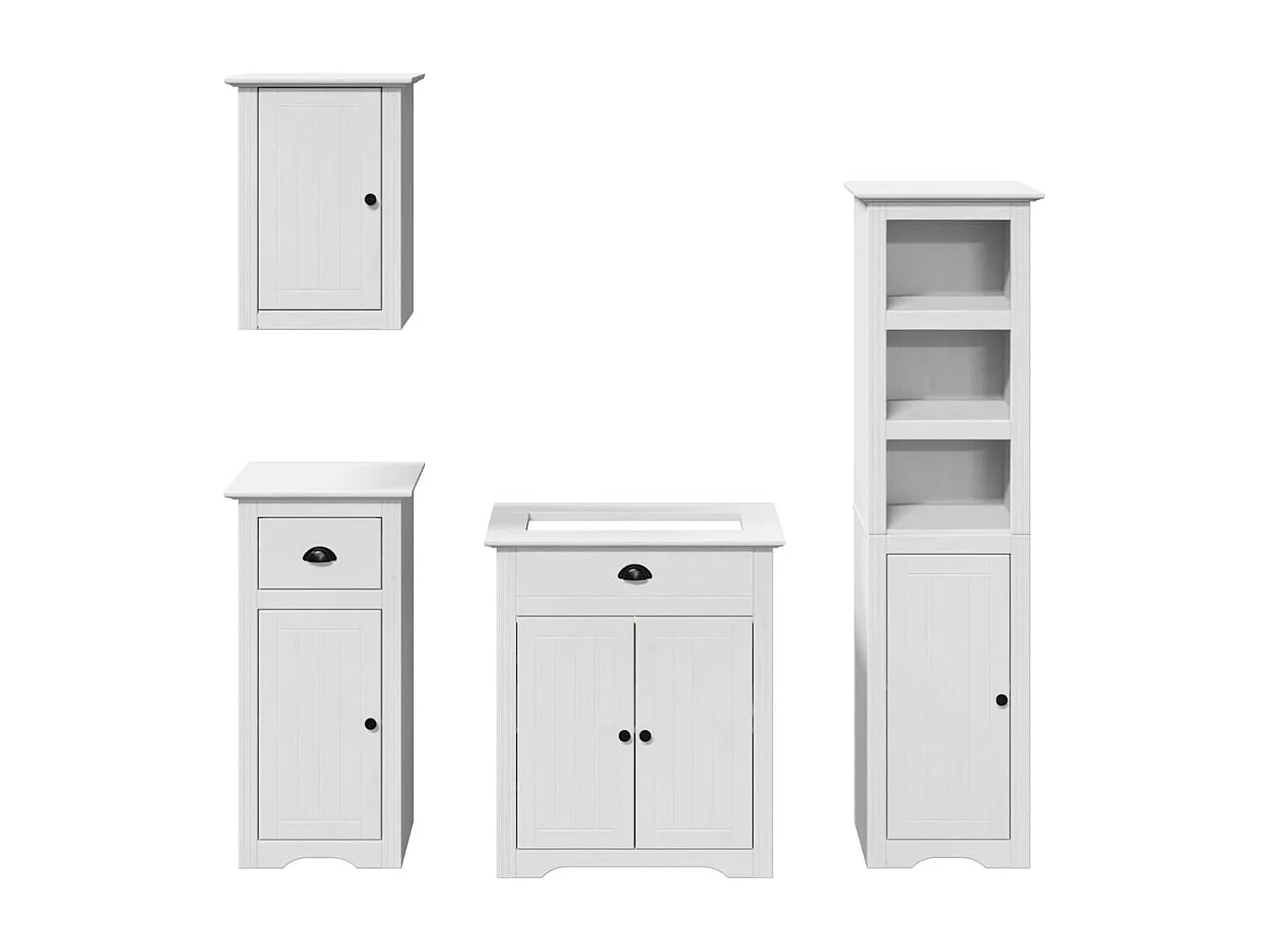 4 pcs conjunto de móveis para WC BODO pinho maciço branco