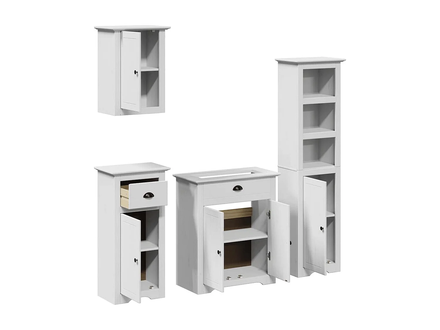 4 pcs conjunto de móveis para WC BODO pinho maciço branco