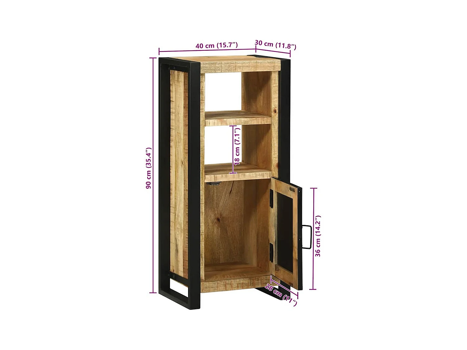 Cabinet de Salle de Bain Marron Bois de manguier massif