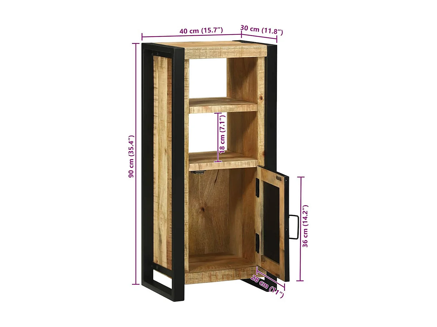 Cabinet de Salle de Bain Marron Bois de manguier massif