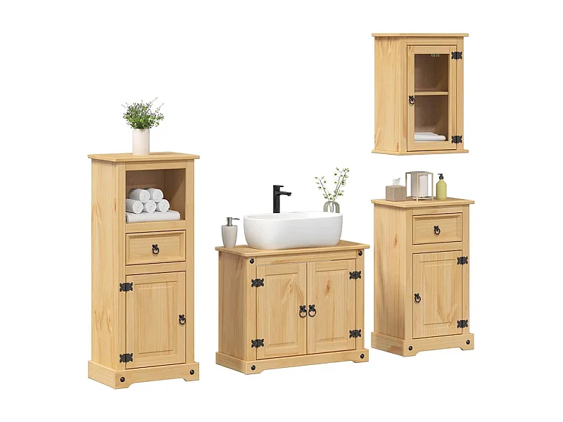 Ensemble de meubles salle de bain 4 pcs Corona bois pin massif